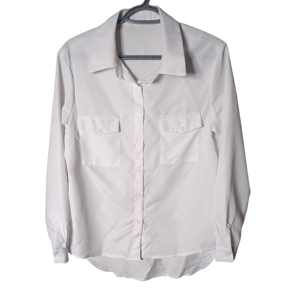 Shein Classic White Button Down Shirt Women's Size Medium